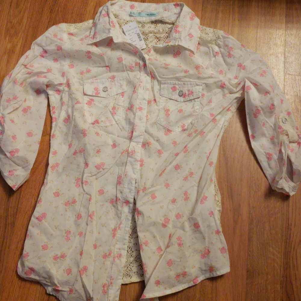 Western floral sheer lace back